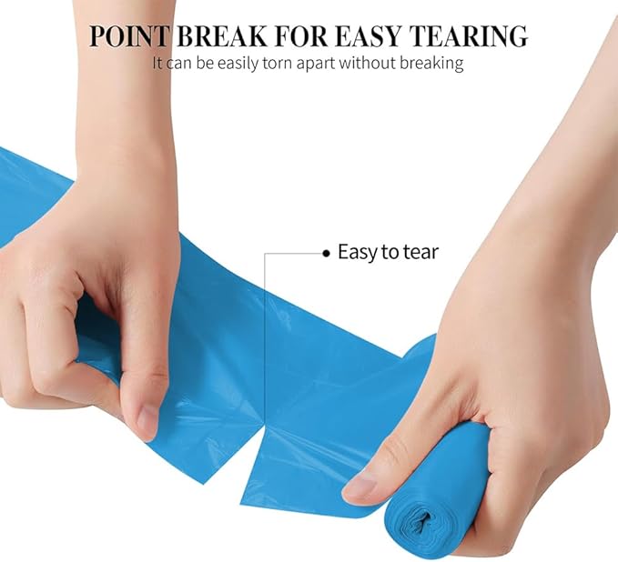 5 Rolls Small Trash Garbage Bags, 4 Gallon Strong Thin Material Disposable Kitchen Garbage Bags, Durable Plastic Trash Bags for Office Home Bedroom Garden Waste Bin, 200 Counts (Blue)