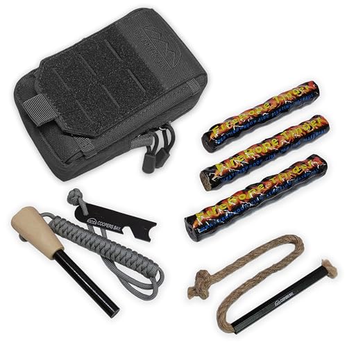 Coopers Bay Premium Ferro Rod Fire Starter Kit | Includes Large 1/2" Ferro Rod, Tinder, Custom Carry Pouch
