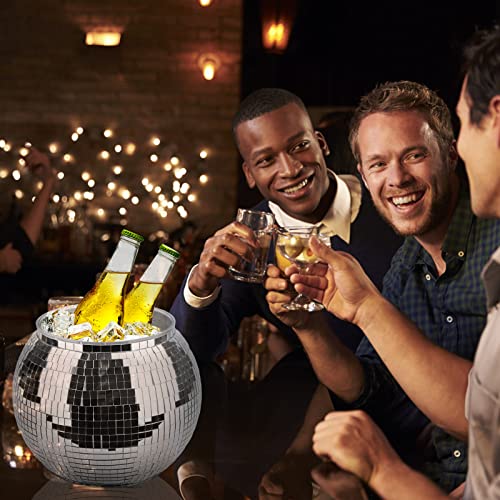 Disco Ball Ice Bucket Beverage Tubs Disco Ball Bowl Vase Cup Drink Bucket for Parties,Large Retro Drink Bucket for Beer Co...