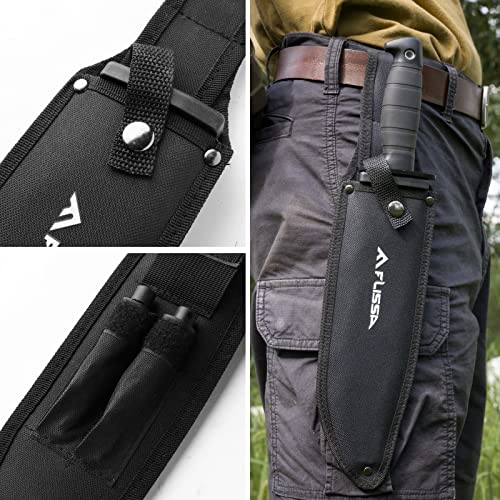 FLISSA Survival Hunting Knife with Sheath, 15-inch Full Tang Fixed Blade Tactical Bowie Knife with Sharpener & Fire Starte...