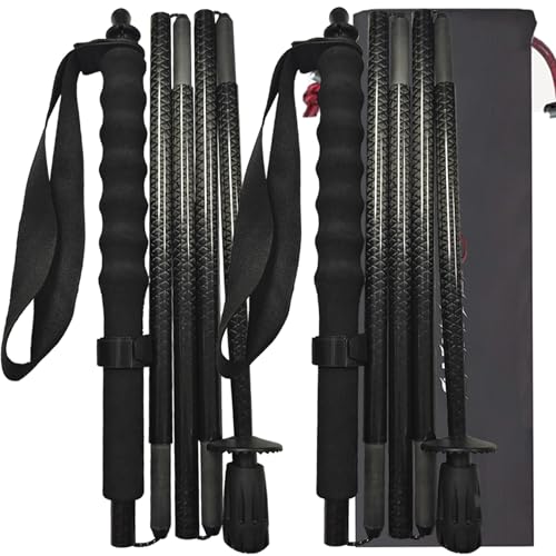5-Section Carbon Fiber Trekking Poles, Lightweight and Durable 2-Pack, Foldable, Straight Grip, Suitable for Hiking, Trekk...