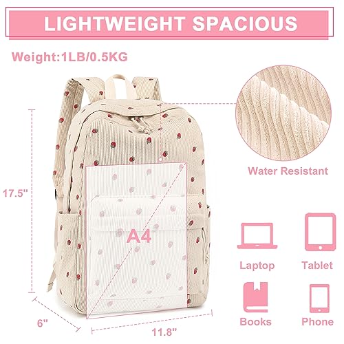 Bluboon School Backpack for Teen Girls Bookbags Elementary High School Corduroy Laptop Bags Women Travel Daypacks