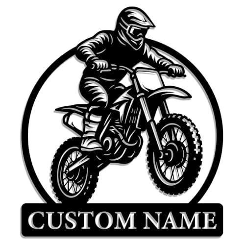 Personalized Dirt Bike Metal Sign – Custom Name Motocross Wall Art – Iron Decoration for Garage, Man Cave, or Outdoor Extr...
