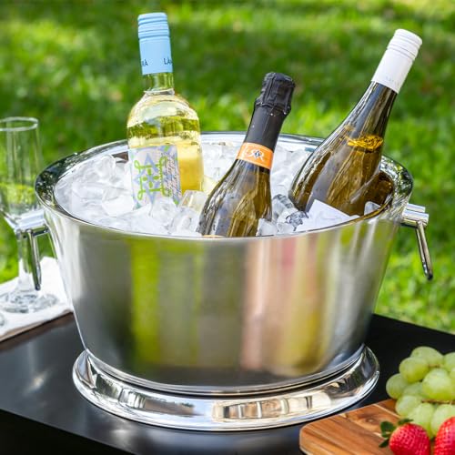 Sol Living Insulated Beverage Tub Large Ice Bucket with Handles Double Wall Stainless Steel Ice Bucket and Cooler for Win...