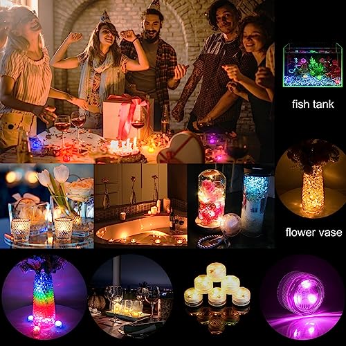 Submersible Led Lights with Remotes, Waterproof Tea Lights Candles Battery Operated RGB Color Changing Small Led Light for...