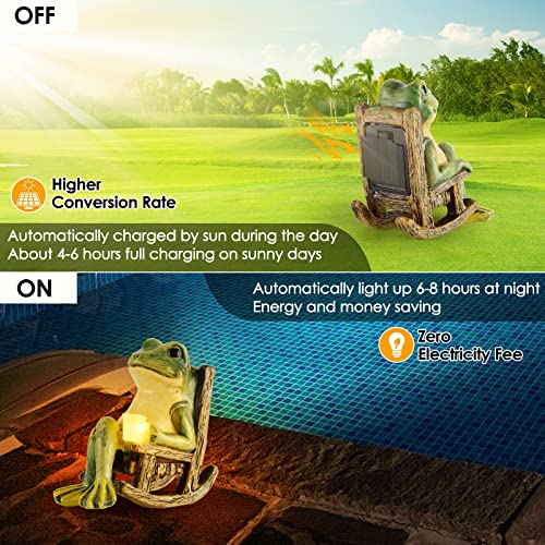 FOXMIS Miniature Frog Garden Statue Gifts Valentines Day Decorations Fairy Garden Accessories Outdoor Lights Solar Garden ...