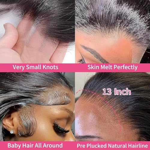 24 Inch 13x6 Lace Front Wigs Human Hair Pre Plucked Body Wave HD Lace Frontal Wigs Human Hair 200% Density Glueless Wigs Human Hair for Women