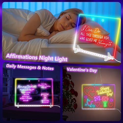 16" Led Drawing Board for Kids with 18 Tracing Pages - 4 Modes & Acrylic Led Note Board with 7 Colors, Light up Magic Boar...