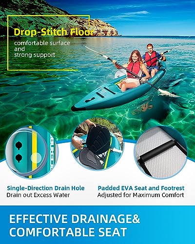 OCEANBROAD Inflatable Sit-in Kayak(NO HIN), 1 Person/2 Person Blow Up Kayak for Adults with Paddle, Kayak Seat, Pedal, Han...