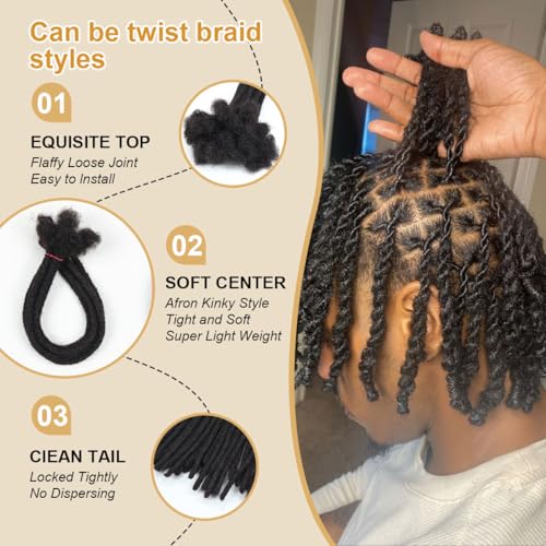 18 inch 40 Strands Loc Extensions Human Hair, Real 0.6cm Width Human Hair Dreads Extensions for Man/Women Full Handmade Dreadlocks Can be Dyed(1b)