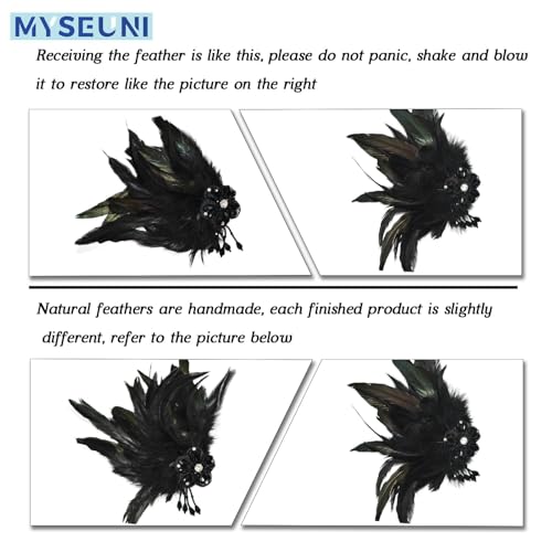 MYSEUNI 2025 New Black Masquerade Masks for Women with Feathers - Womens Mascarade Venetian Mask for Masquerade Party, Mar...