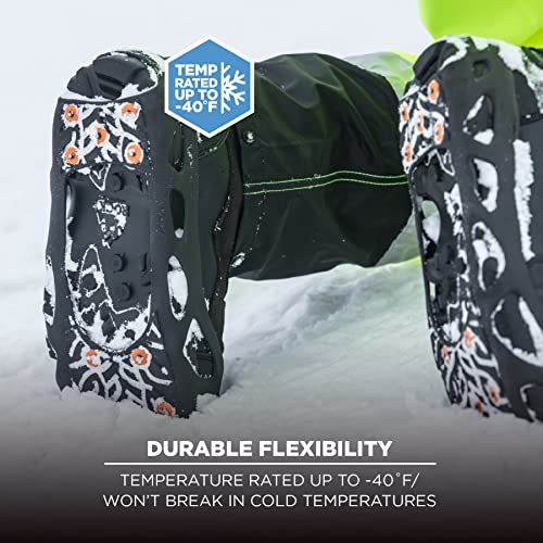 Ergodyne TREX 6304 Step In Ice Traction Cleat with 12 Carbon Steel Spike Grips,Black,Small