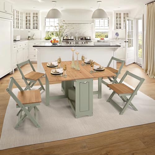 SECONIQUE Santos Butterfly Dining Set – 4 Assembled Foldable Chairs + 1 Folding Table – Space-Saving Table with Nesting Ch...