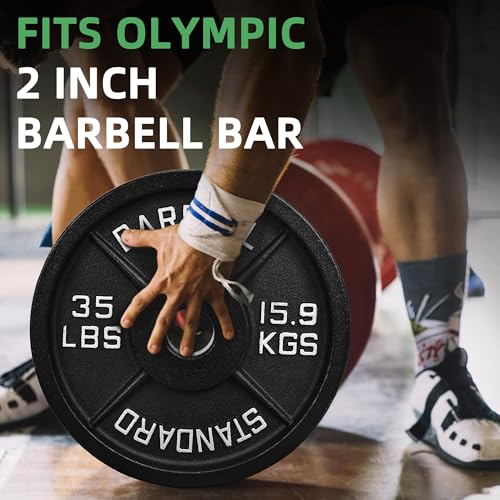 Fitvids 2-Inch Olympic Cast Iron Weight Plate for Strength Training & Weightlifting, Multiple Sizes
