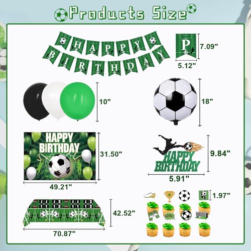 Soccer Birthday Party Decorations, 135PCS Soccer Decorations for Party Includes Soccer-Balloons Banner Backdrop Tablecloth...