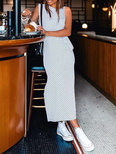 ANRABESS Womens Summer Casual Sleeveless T Shirt Midi Dress Slim Fit Tie Waist Split Tank Long Dresses 2026 Vacation Sundress