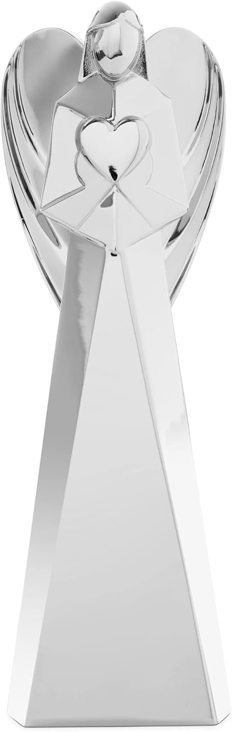 Nambé Holiday Angels Set by Mike Altomari - Faith, Love & Peace Theme, Ideal for Christmas Decor or Collectible Display with Cross, Heart, and Dove Symbols - 5.5” Silver-Plated Alloy Sculptures