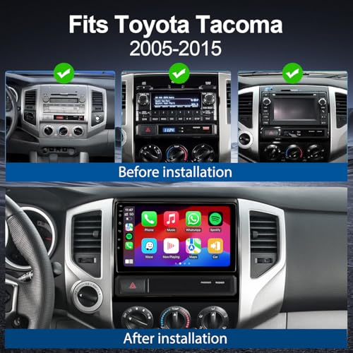 Car Stereo Radio for Toyota Tacoma 2005-2015 9 inch Touch Screen with Wireless Carplay/Android Auto / Android12 / FM RDS/G...