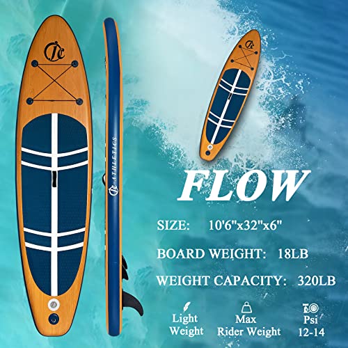 JC-ATHLETICS Inflatable Stand Up Paddle Board (6 Inches Thick), ISUP Package W/Premium SUP Accessories & Backpack, Non-Sli...