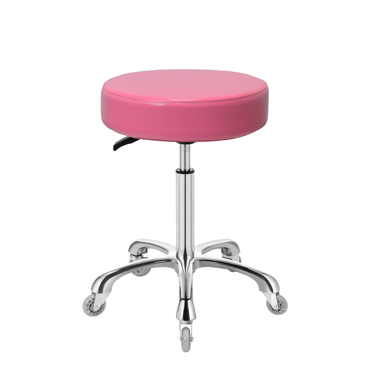 Ainilaily Rolling Stool with Wheels, Heavy Duty 400 lbs Stool for Shop Guitar Lab Tattoo Workbench Medical, Adjustable Swivel Chair (Pink)