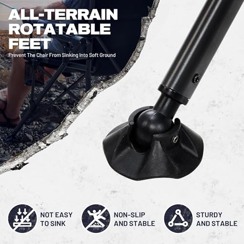 X Strike Oversized Folding Fishing Chair with Rod Holder Heavy Duty 350LBS, Feet Adjustable Padded Camping Chair with Cup ...