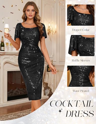BeryLove Women Sequin Formal Cocktail Party Dresses Prom Bodycon Dress