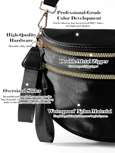 Pure Colour Crossbody Bag Bum Bag for Women,Spacious Purse Fanny Packs Belt Bag,Oversized Bum Bag (Colour Bum Bag-Black)