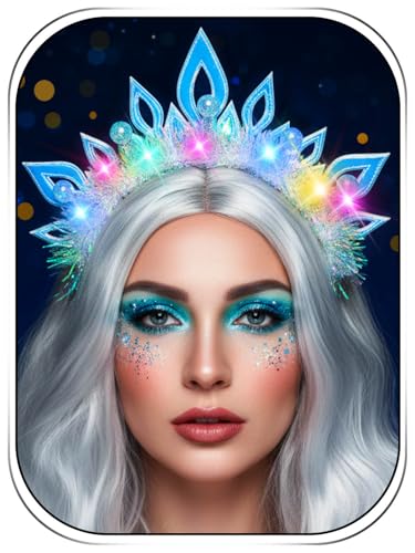 Woeoe Light Up Christmas Headband Costume Crown Headband Party Glow Xmas Hair Accessories for Women