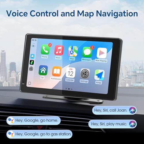 Haudio Portable Wireless Carplay Car Stereo, 7" HD Touchscreen for Car with Apple CarPlay & Android Auto with Backup Camer...