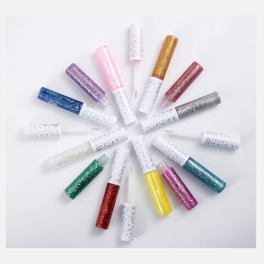 Quxunzzz Liquid Glitter Eyeshadow & Eyeliner - Metallic Glitter Shimmer Eye Looks, Waterproof, Long Lasting & Quick-Drying Spark