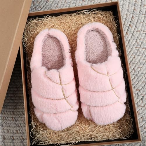 Women's Slip on Fuzzy Slippers Lightweight Memory Foam House Slippers Outdoor Indoor Warm Bedroom Shoes