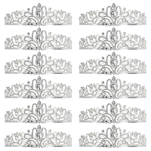 PEDOBALI 12 Pcs Crystal Tiara and Crowns, Princess Rhinestone Crown with Combs, Queen Prom Headband, Bride Wedding Tiara, ...