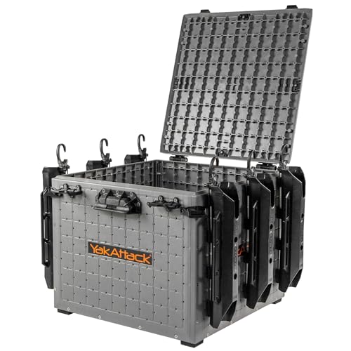 YakAttack BlackPak Pro 16" x 16" Kayak Fishing Crate with 6 Rod Holders - Battleship Grey | Tackle Storage Box & Fishing G...