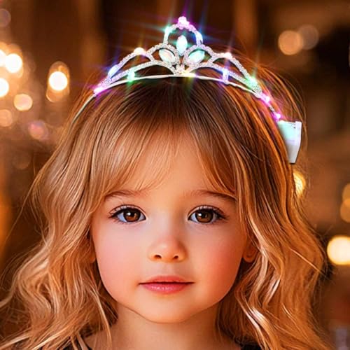 DRESBE Light Up Crystal Tiaras LED Rhinestone Crown Headband Princess Glow Party Hair Accessories for Women and Girls