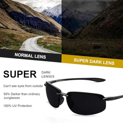 WISTON Sports Polarized Sunglasses for Men Women Tr90 Rimless Frame for Running Fishing Baseball Driving W8001