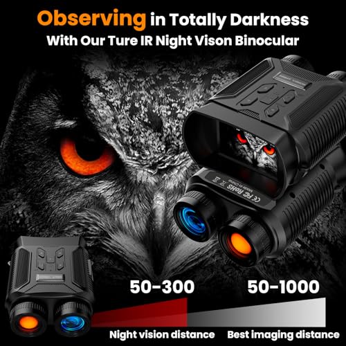 NKBZEB Night Vision Goggles - 5W Upgraded 4K HD IR Binoculars - 8X Digital Zoom, Rechargeable Binoculars with Camera Built...