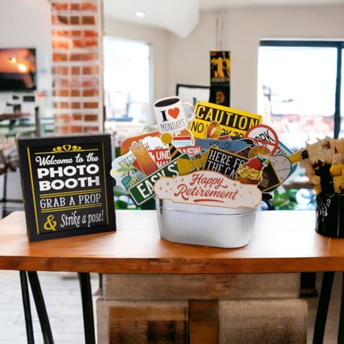 Retirement Photo Booth Props - 41-pc Photobooth Kit with 8 x 10-Inch Sign, 60 Adhesive Pads, 45 Sticks - Retirement Party ...