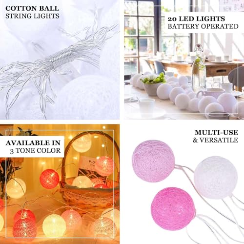 Efavormart 13Ft 20 LED Blush Cotton Ball String Light Backdrop Fairy Light Battery Operated for Wedding Party Event Decor