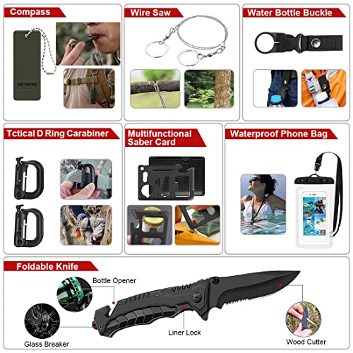 Survival Kits,222 PCS Emergency Survival Gear First Aid Kits with Molle System Compatible Bag Outdoor Camping Gear Emergen...