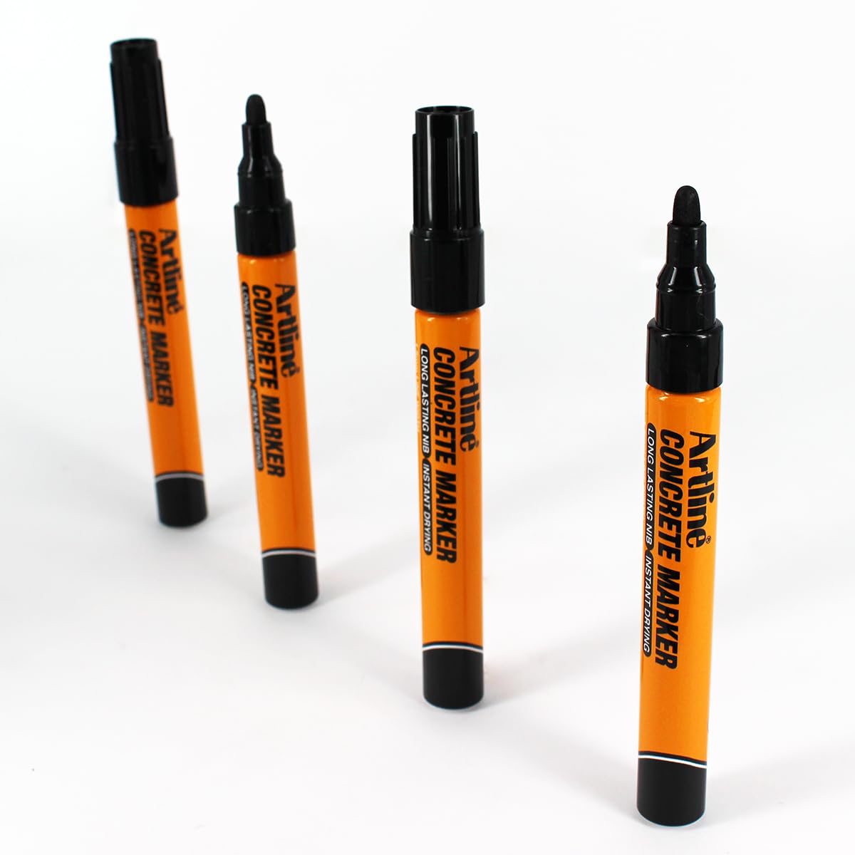 Artline Professional Concrete Permanent Markers with Durable 1.5mm Bullet Tip, Heavy Duty and Ideal for Rough Surfaces, Quick-Dry Ink Construction Markers, and for Parking Lot Marking - Black, 12-Pack