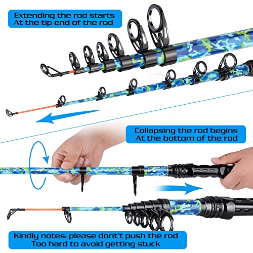 Sougayilang Fishing Rod and Reel Combos with Telescopic Fishing Pole Spinning Reels Fishing Carrier Bag for Travel Saltwat...