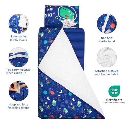 Toddler Nap Mat with Pillow and Blanket, Soft Sleeping Bag for Kids Boys and Girls, Slumber Bags Kids for Preschool, Dayca...