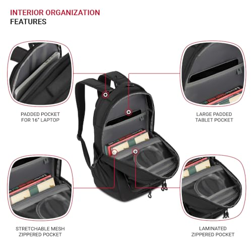 SwissGear Shield Laptop Backpack, Black, 18.5"x12"x6"