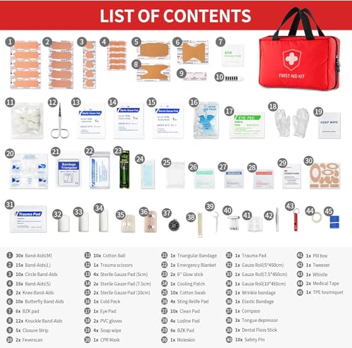 First Aid Kit - Trauma Kit with Essential Emergency Medical Supplies, Waterproof Travel First Aid Kit, Simple and Portable...