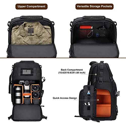 MOSISO Camera Backpack, DSLR/SLR/Mirrorless Tactical Camera Bag Case with Laptop Compartment Compatible with Canon/Nikon/S...