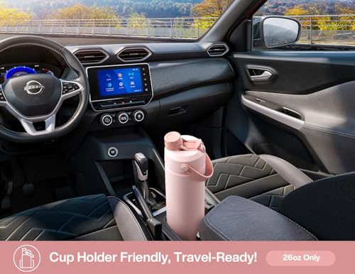 POWCAN 26 oz Insulated Water Bottle with 2-in-1 Straw and Spout Lid, Keep Cold 24H, Leak-Proof, Fits in Car Cup Holder, St...