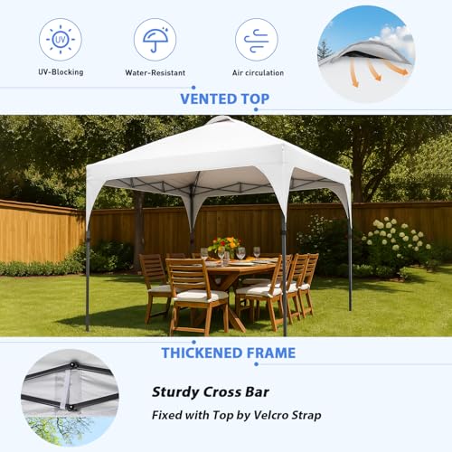 Oneofics Pop Up Canopy, 10x10 FT Instant Outdoor Canopy Tent with Carrying Bag, 3 Adjustable Heights - Portable for Outdoo...