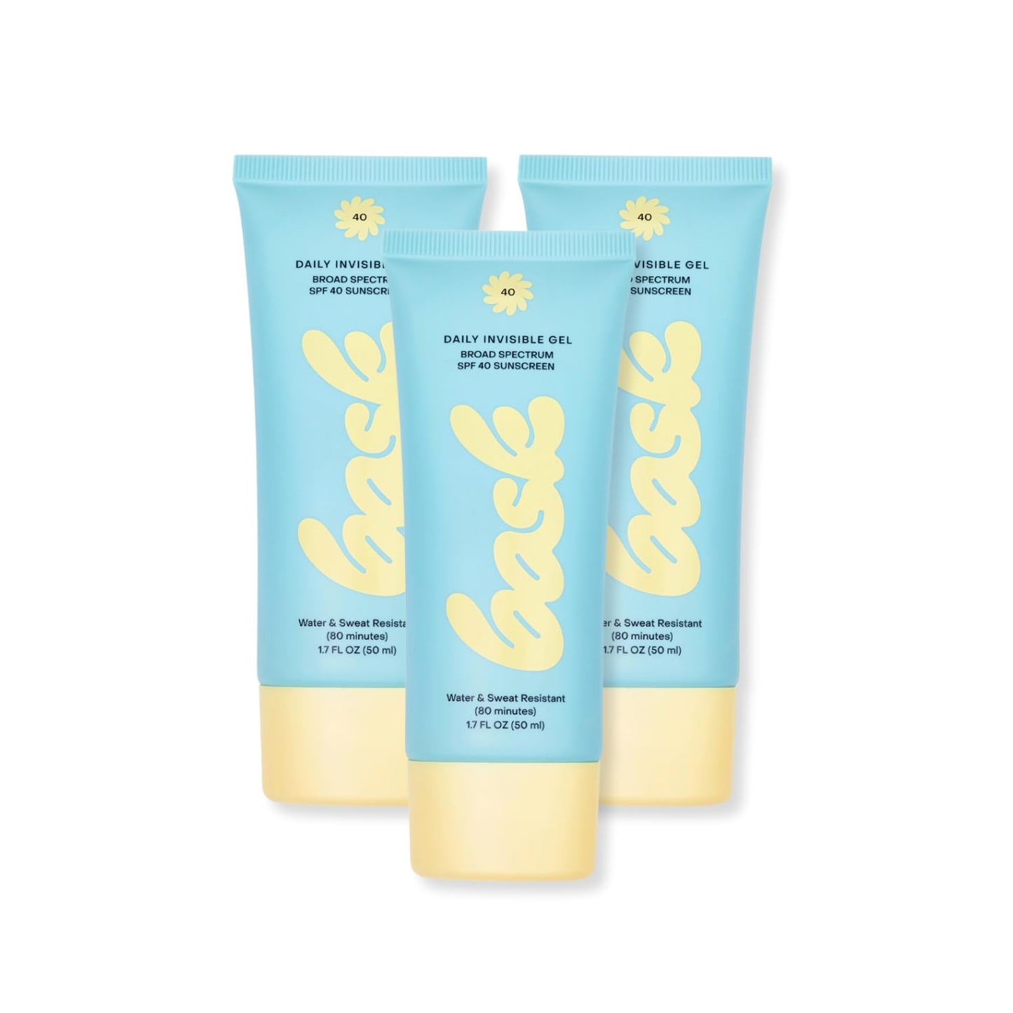 Bask Suncare SPF 40 Daily Invisible Gel Face Sunscreen - Broad Spectrum Protection, Fragrance Free, Hydrating, Lightweight & Fas