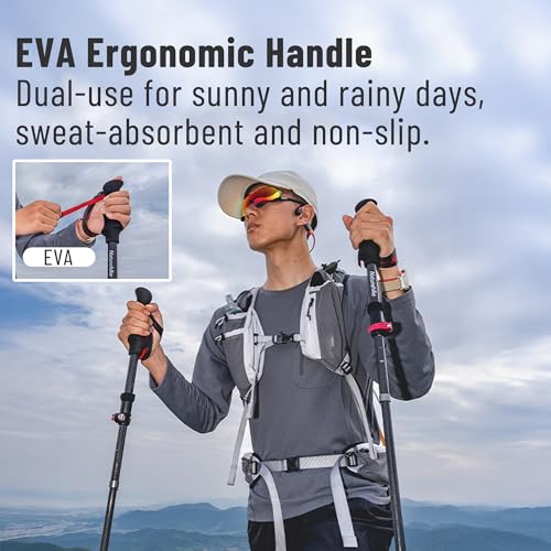 Naturehike Changfeng EXT Trekking Pole, 1pc Ultralight Carbon Hiking Pole for Women, Men, Adjustable Collapsible Walking S...