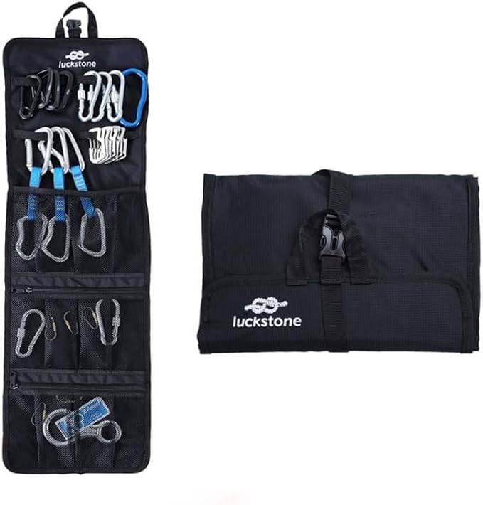 Mollytek Rock Climbing Gear Storage Bag Foldable Waterproof Roll Up D-Ring Climbing Quickdraw Hanging Tool Equipment Gear ...